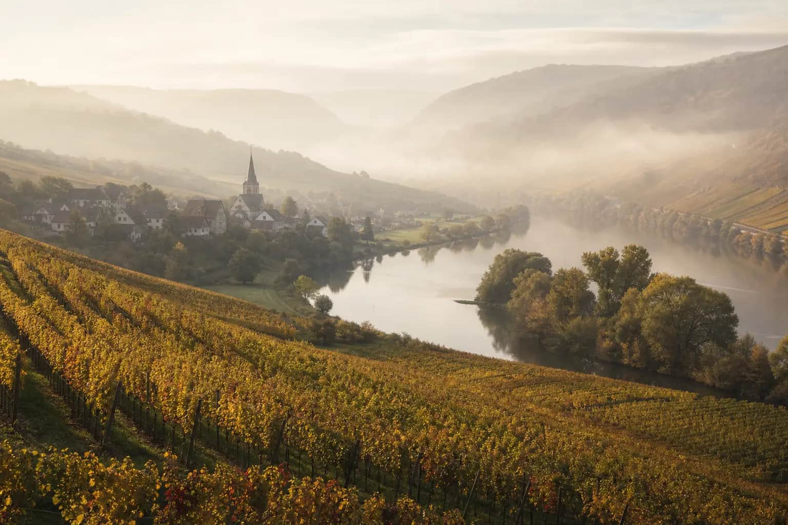 Stimmungsvoller Blick auf die Region Ingersheim – Pieta Bestattungen ist hier für Sie da